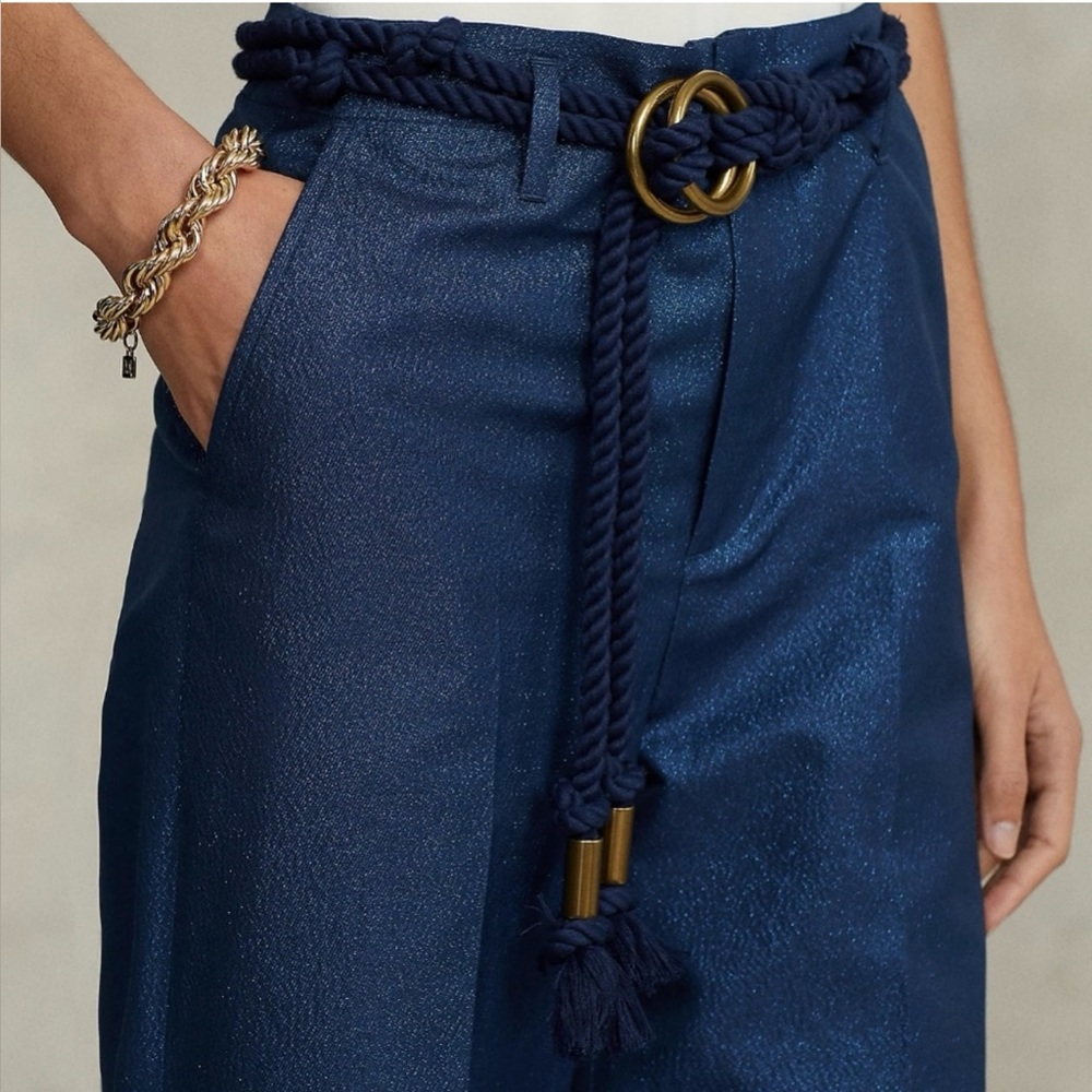 Polo Ralph Lauren Navy Blue Lurex High
Waist Wide Leg Pants 2 - NWT - Picture 2 of 8